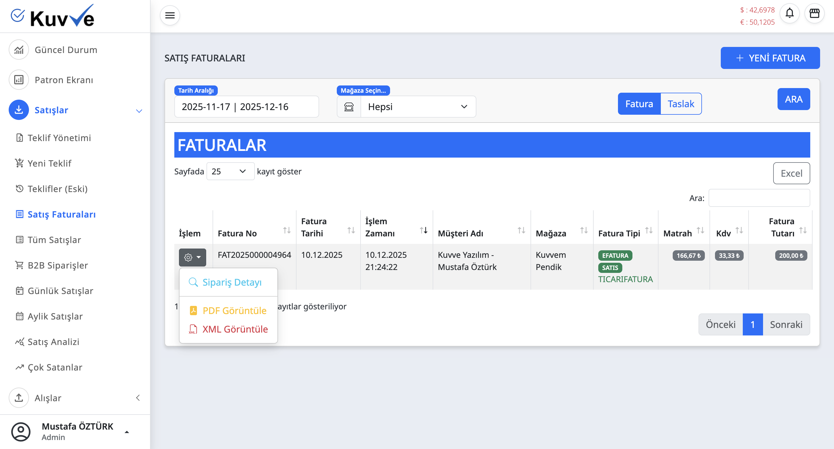 E-Fatura ekran goruntusu 1